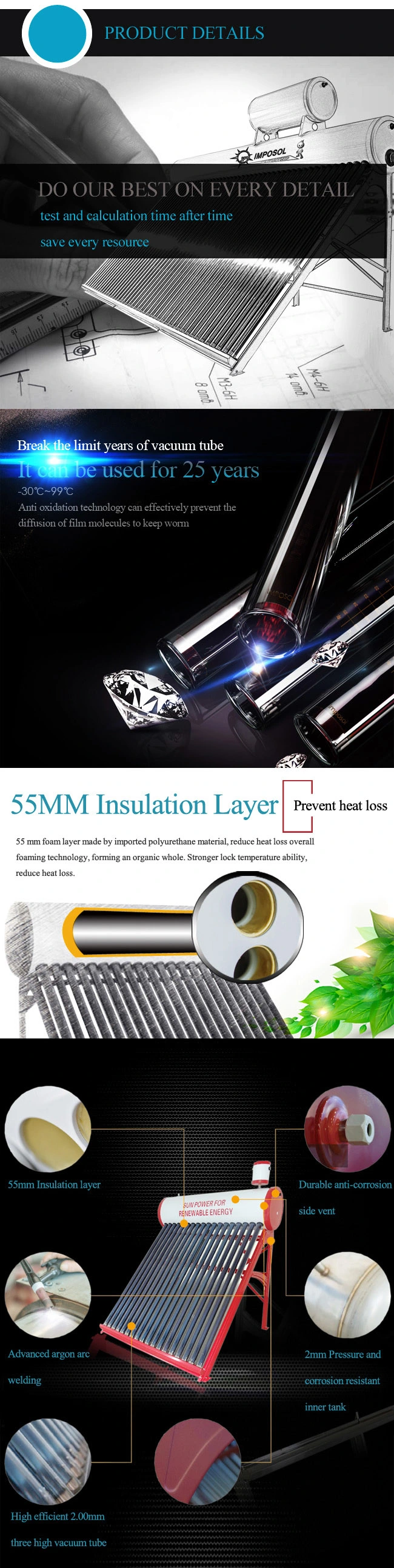 China Heat Pipe Vacuum Tube Solar Collector